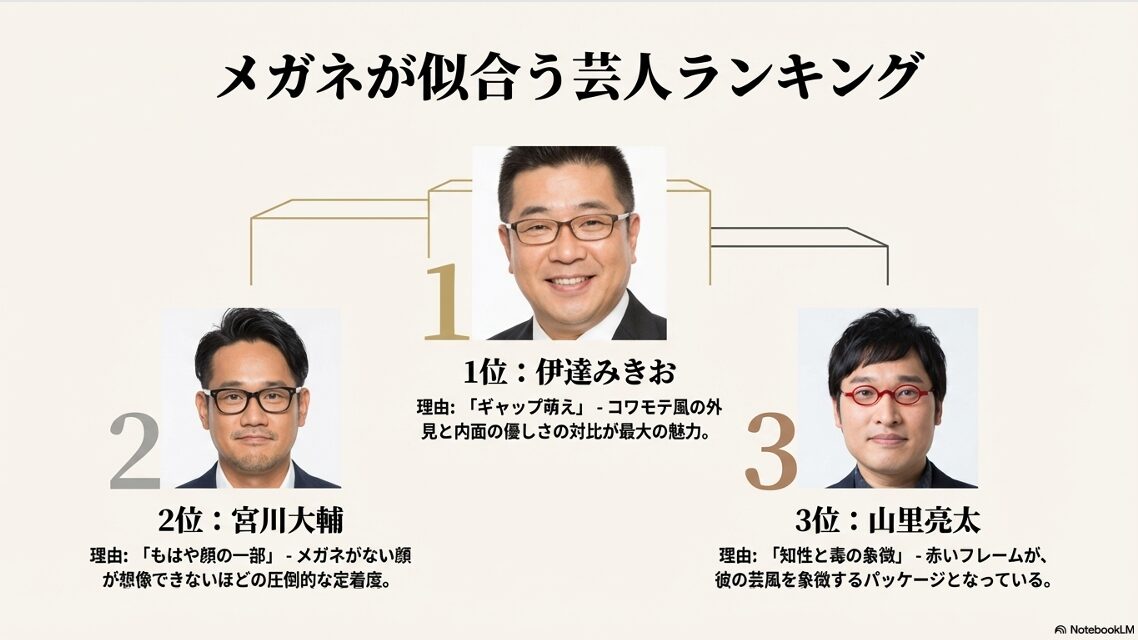 メガネ 芸人 コンビ　似合う芸人の人気ランキング