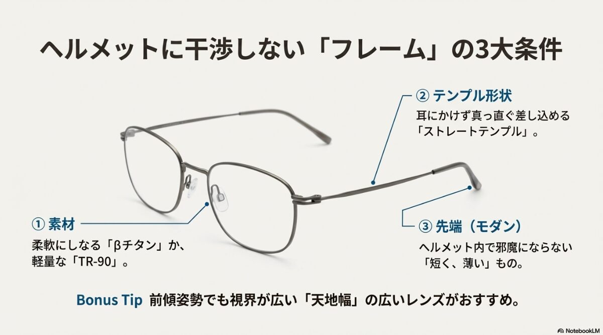 メガネ ヘルメット　痛くないフレームの選び方