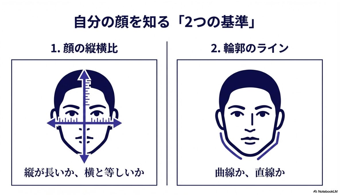 メガネ　顔の形　自分の顔の形を知る見分け方の基準