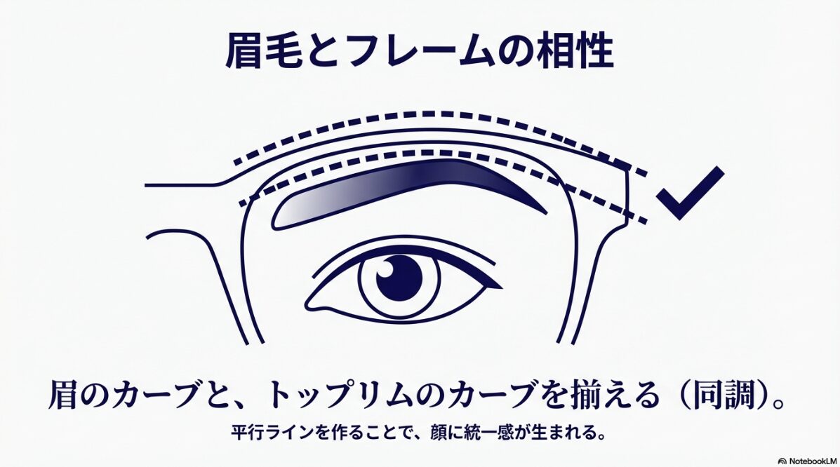 メガネ　顔の形　眉毛とフレームの相性を整える技術