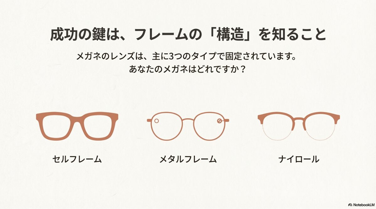 メガネ レンズ 外し方　フレームの種類別に見るメガネレンズの外し方