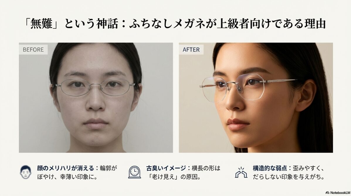 メガネ ダサい　ふちなしメガネがダサい理由と回避策