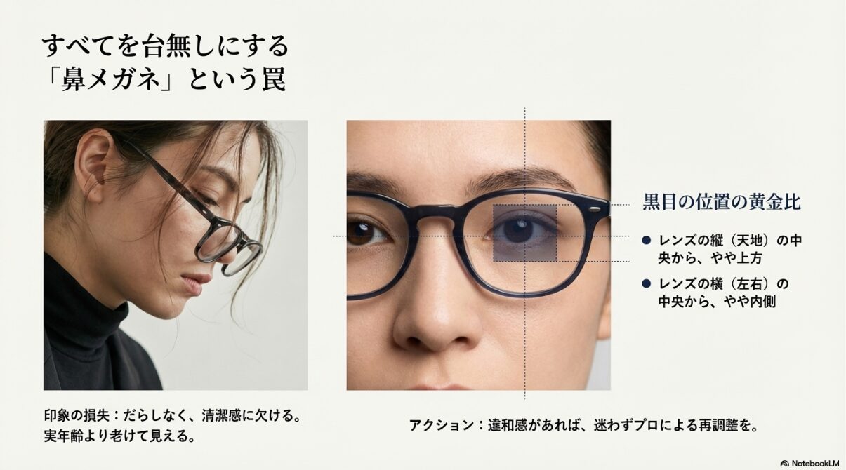 メガネ ダサい　鼻メガネはダサい！フィッティング調整