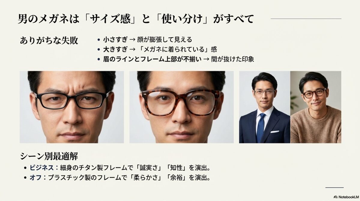 メガネ ダサい　男のメガネがダサい原因はサイズ感