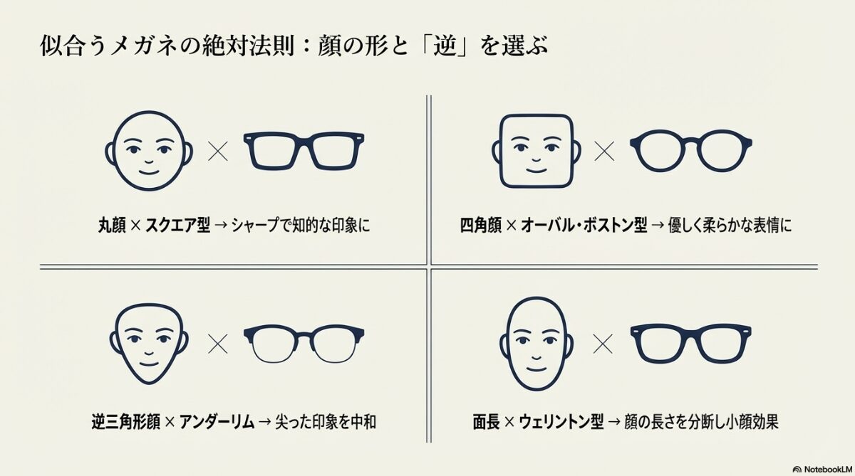 メガネ ダサい　メガネが似合わない特徴と顔型の法則