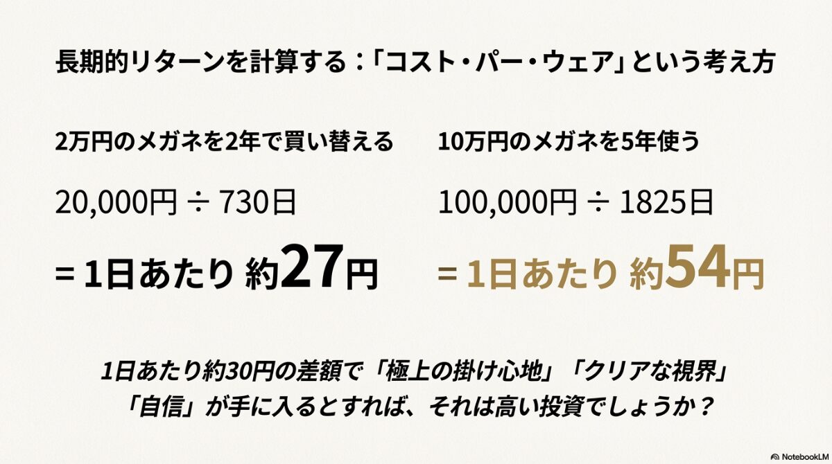 メガネ 10 万　コスト・パー・ウェア（着用単価）で考える