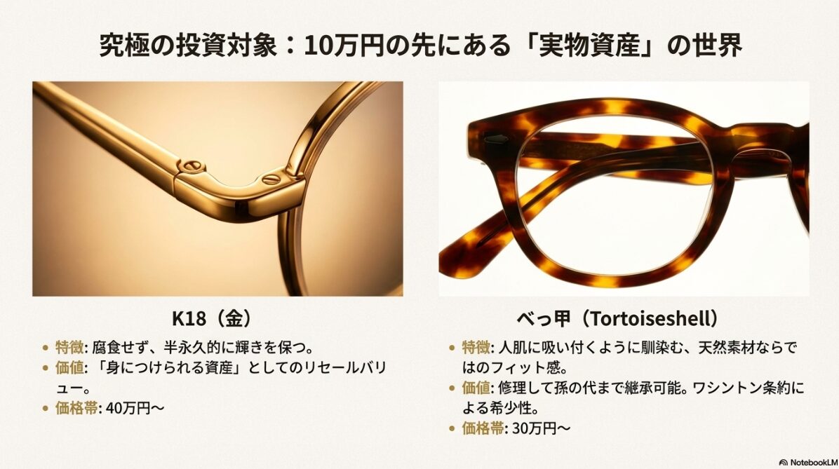 メガネ 10 万　18金メガネの相場と資産価値