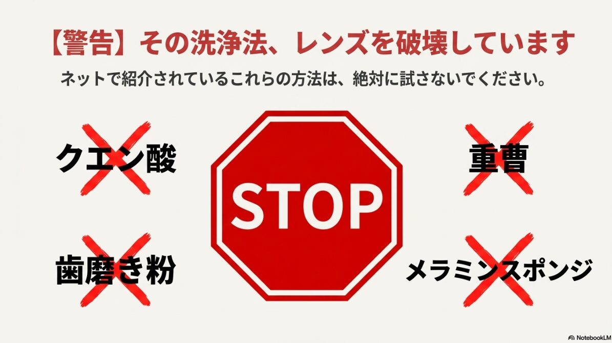 メガネ 水垢　クエン酸の使用は危険！レンズ寿命への影響