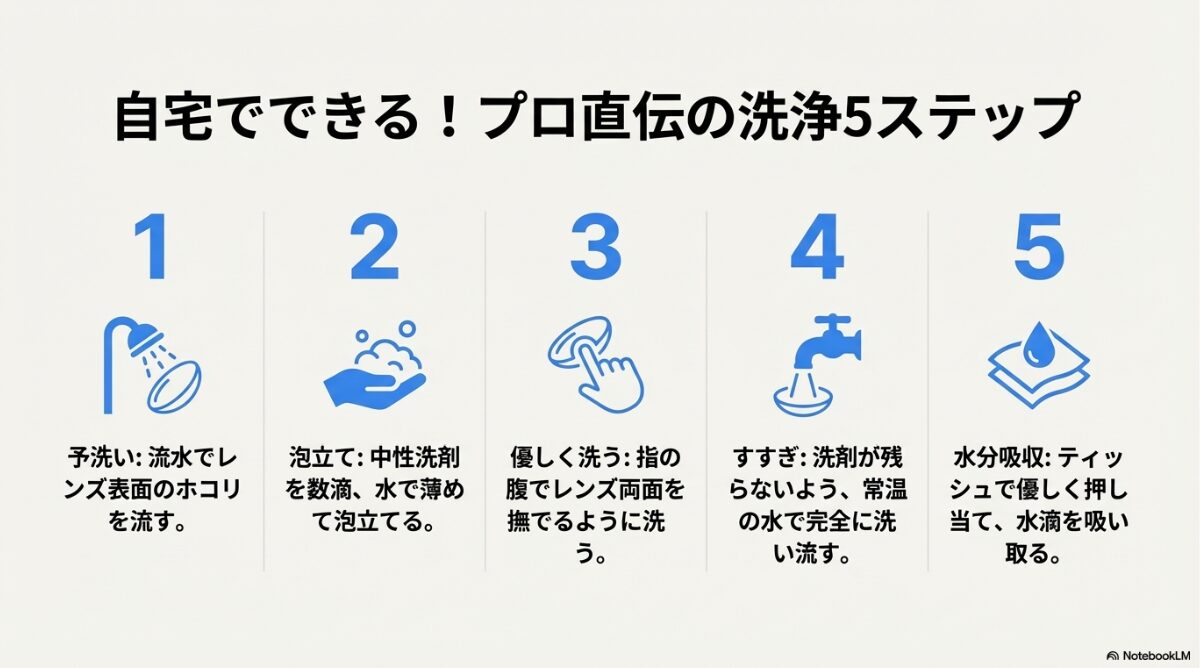 メガネ 水垢　中性洗剤と水洗いで優しく汚れを落とす