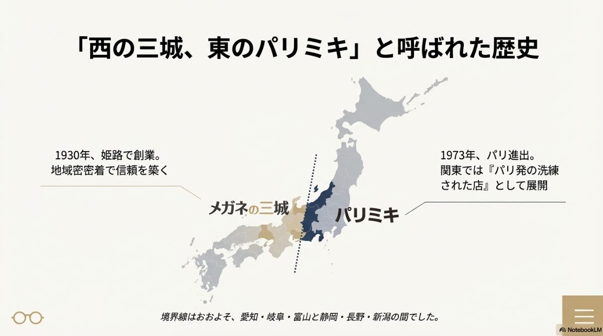 メガネの三城 パリミキ 違い　東西で店舗名が異なっていた歴史