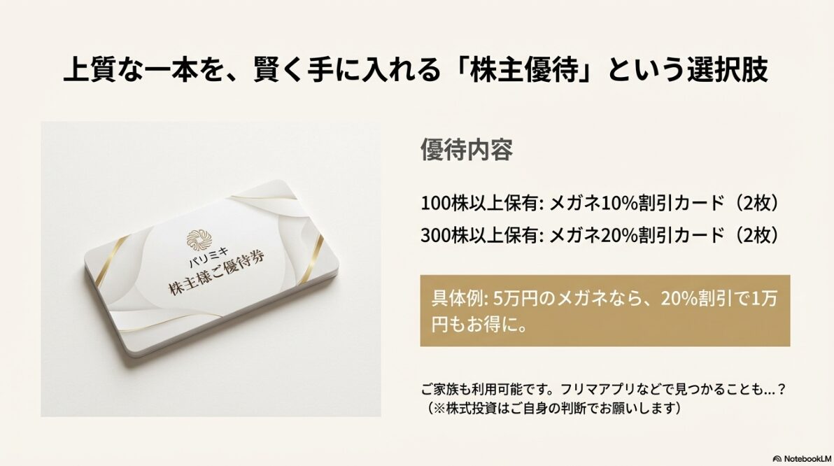 メガネの三城 パリミキ 違い　株主優待を使って安く購入する技