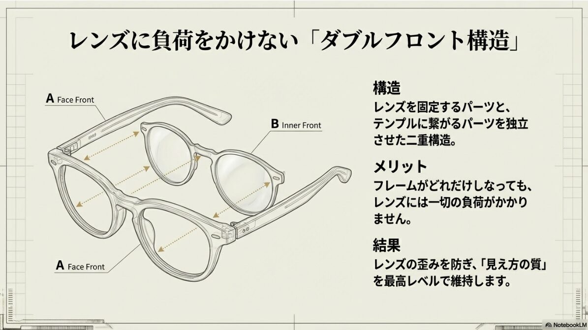 メガネ 9999 評判　ダブルフロント構造