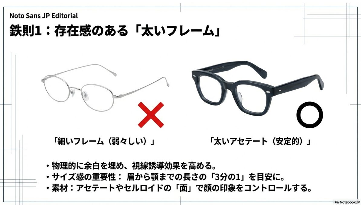坊主 メガネ 怖い　坊主に似合う太いフレームの選び方2