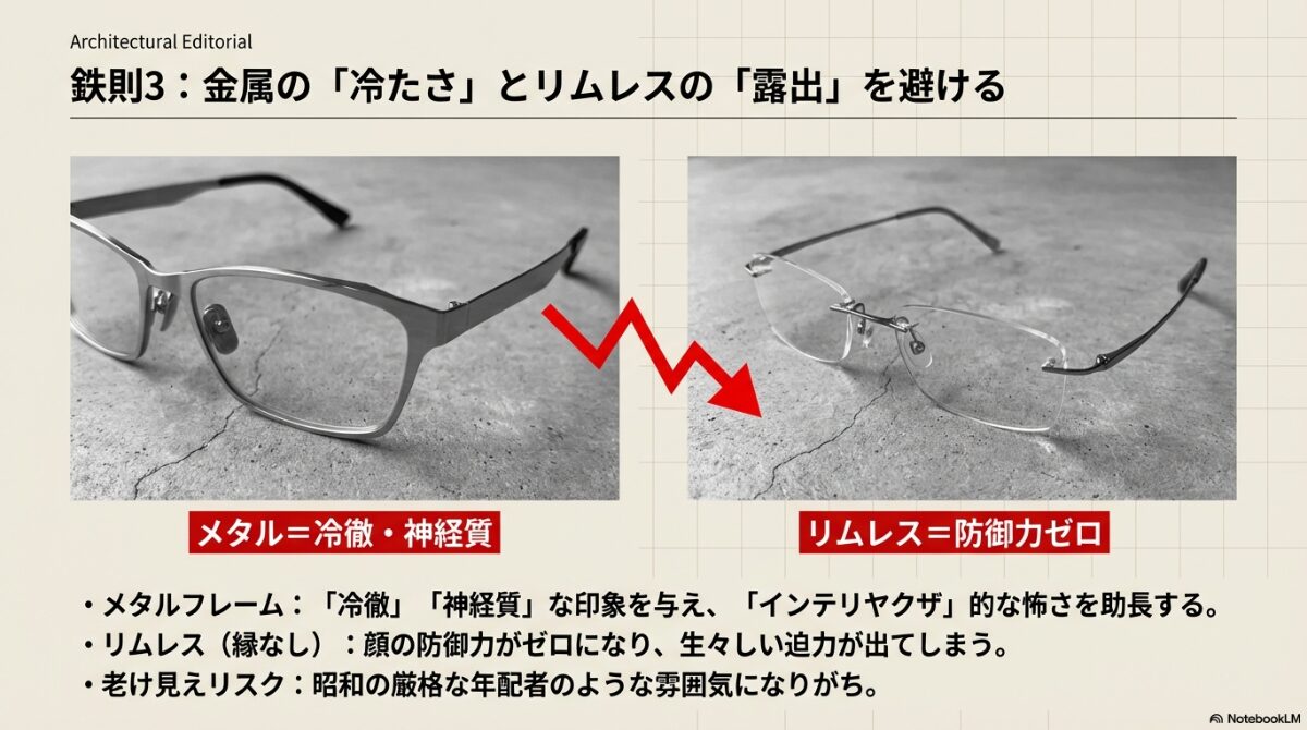 坊主 メガネ 怖い　細いフレームやリムレスの注意点