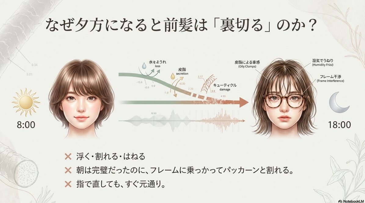 メガネ 前髪 曲がる　メガネで前髪が曲がる！浮く・はねる原因と崩れない対策2