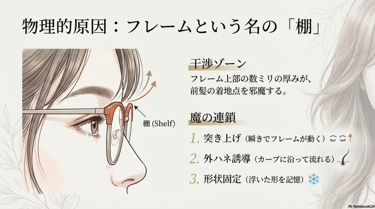 メガネ 前髪 曲がる　前髪が浮く・はねる物理的理由