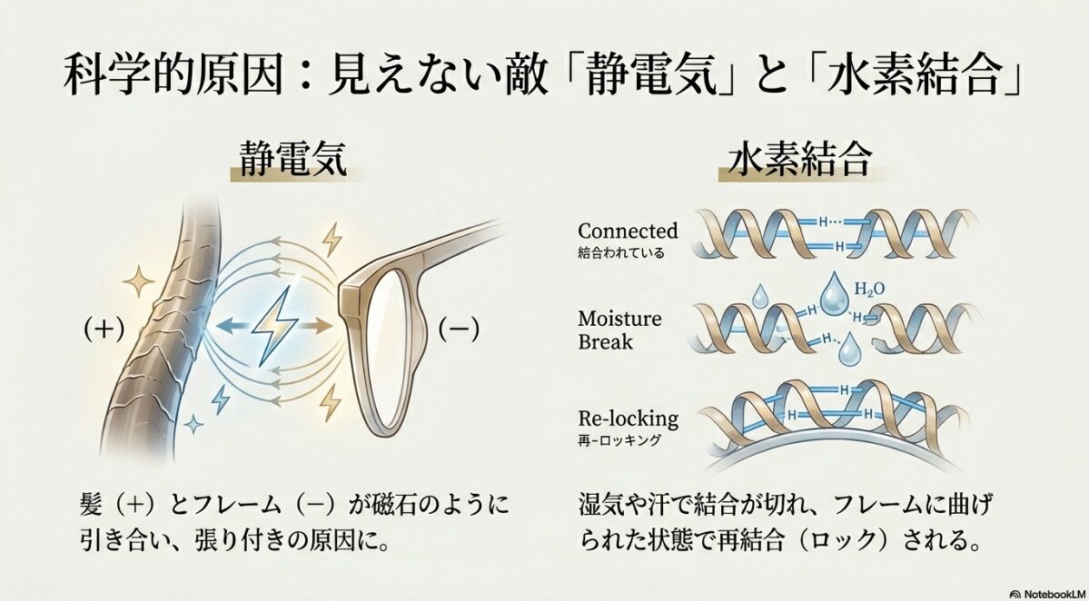 メガネ 前髪 曲がる　湿気でうねる髪のメカニズム