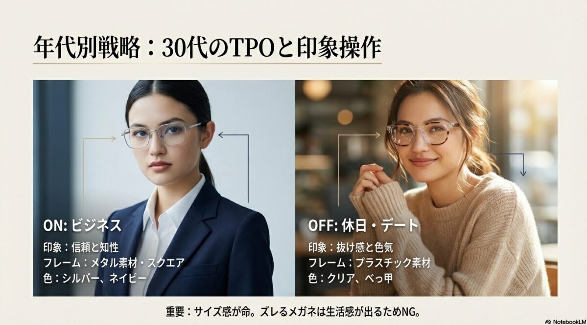 メガネ ヘアアレンジ 前髪なし　30代が意識すべき大人のフレーム選び