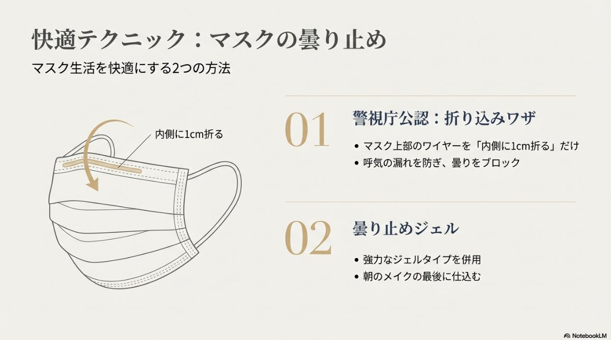 メガネ ヘアアレンジ 前髪なし　マスクでも曇らない快適テクニック
