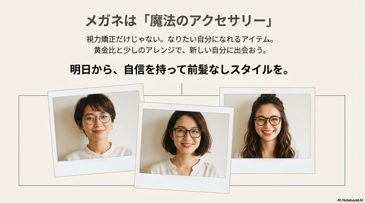 メガネ ヘアアレンジ 前髪なし　メガネとヘアアレンジの前髪なしで印象操作
