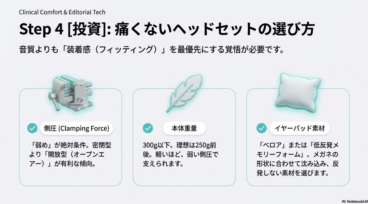 ヘッドホン メガネ 痛い 対策　痛くないゲーミングヘッドセット