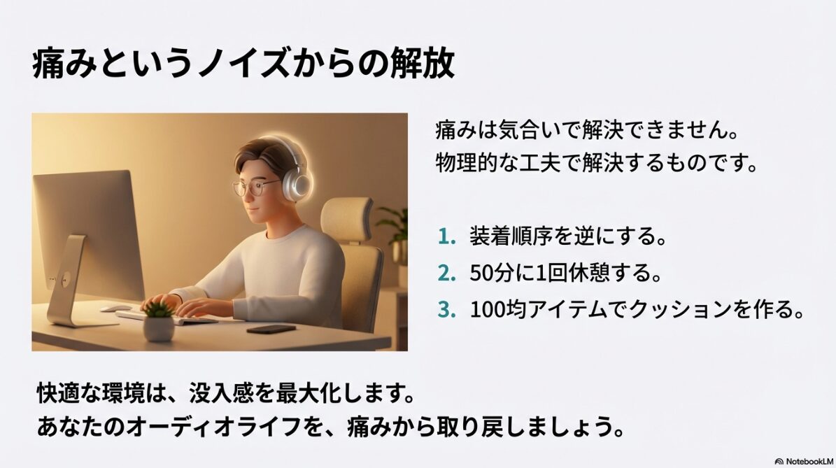 ヘッドホン メガネ 痛い 対策　ヘッドホンとメガネが痛い対策の総括