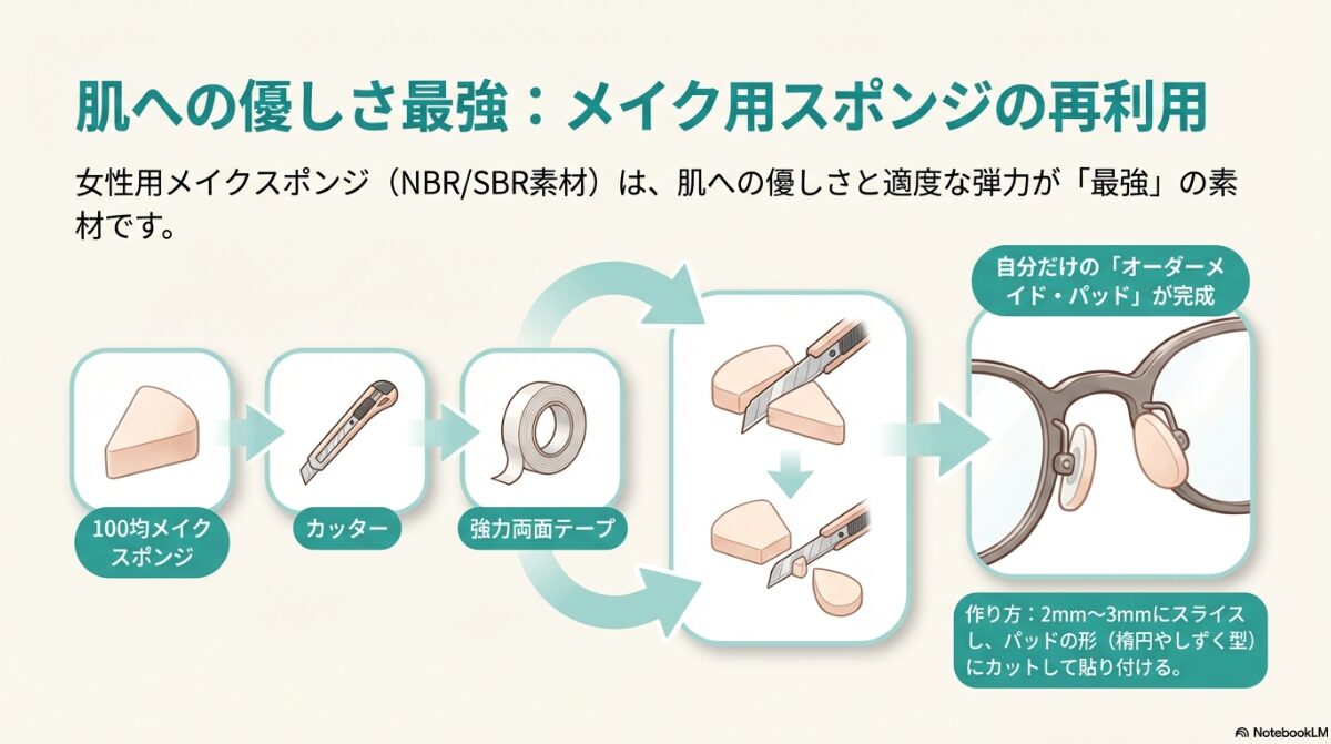 メガネ 鼻に跡がつかない方法 ティッシュ 自分だけの「オーダーメイド・パッド」を作る手順