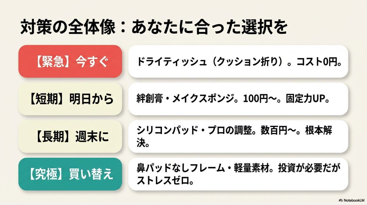 メガネ 鼻に跡がつかない方法 ティッシュ メガネの鼻に跡がつかない方法とティッシュ活用のまとめ