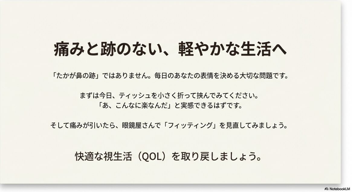 メガネ 鼻に跡がつかない方法 ティッシュ メガネの鼻に跡がつかない方法とティッシュ活用のまとめ2