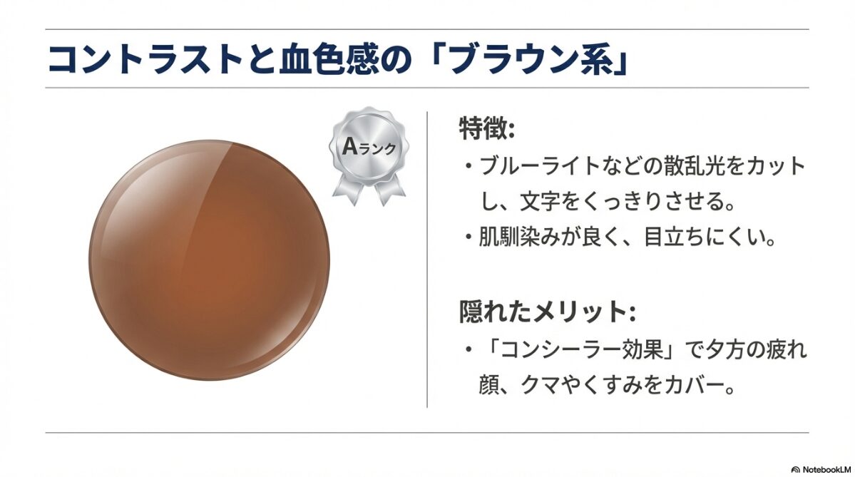 カラーレンズ 度入り 濃度15 ビジネス ブラウン・ココア系【ビジネス適性:高(Aランク)】