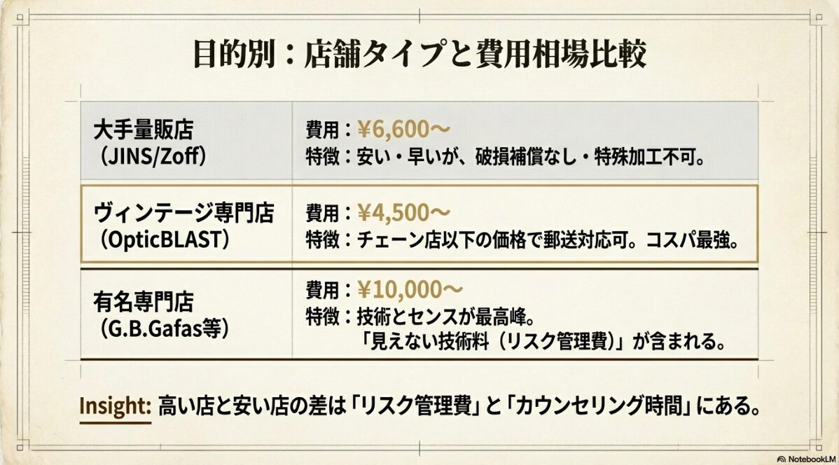 アメリカンオプティカル レンズ交換　レンズ交換の値段相場と安く済む店