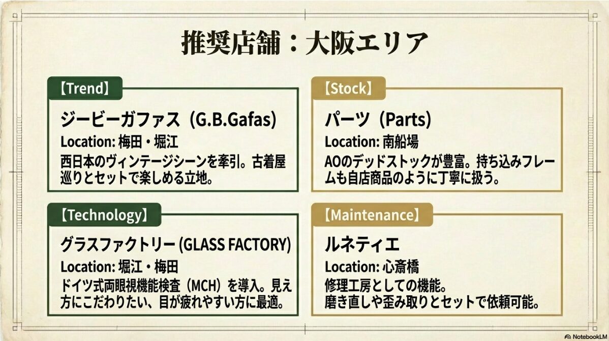 アメリカンオプティカル レンズ交換　大阪でヴィンテージ対応可能な眼鏡店