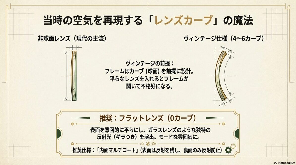 アメリカンオプティカル レンズ交換　フラットレンズでヴィンテージ感を演出