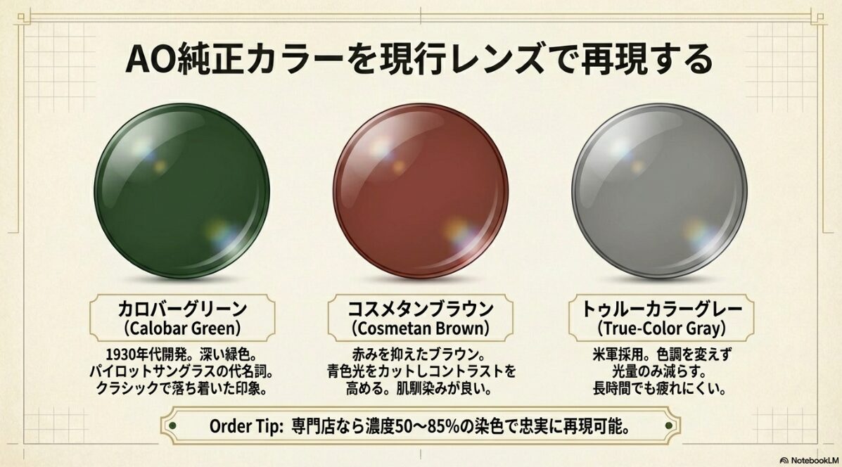 アメリカンオプティカル レンズ交換　人気の純正カラーレンズを再現する方法