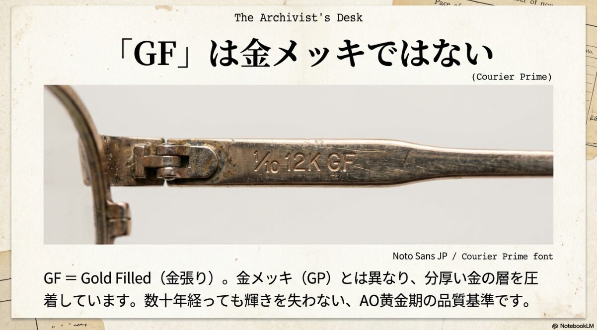 アメリカンオプティカル 年代判別 1/10 12K GFの意味と金張り