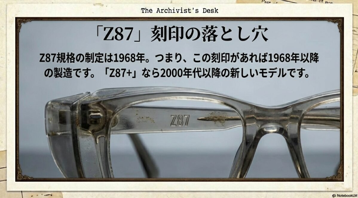 アメリカンオプティカル 年代判別 Z87刻印とセーフティグラス