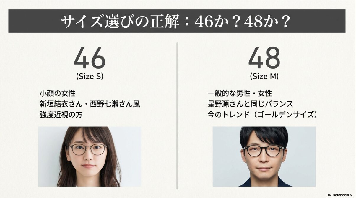 bj クラシック 510 芸能人 46と48の違いとは?サイズ感の選び方