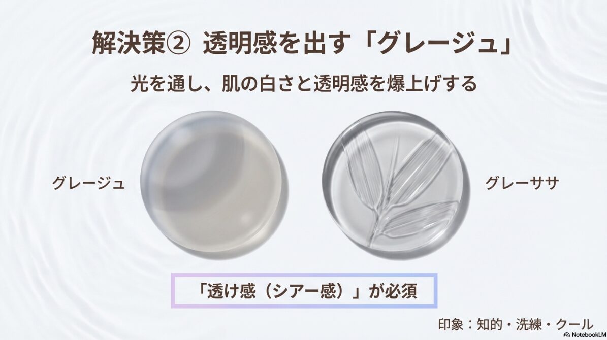 ブルベ 夏 メガネ べっ甲 透明感重視のグレージュで血色感を出す