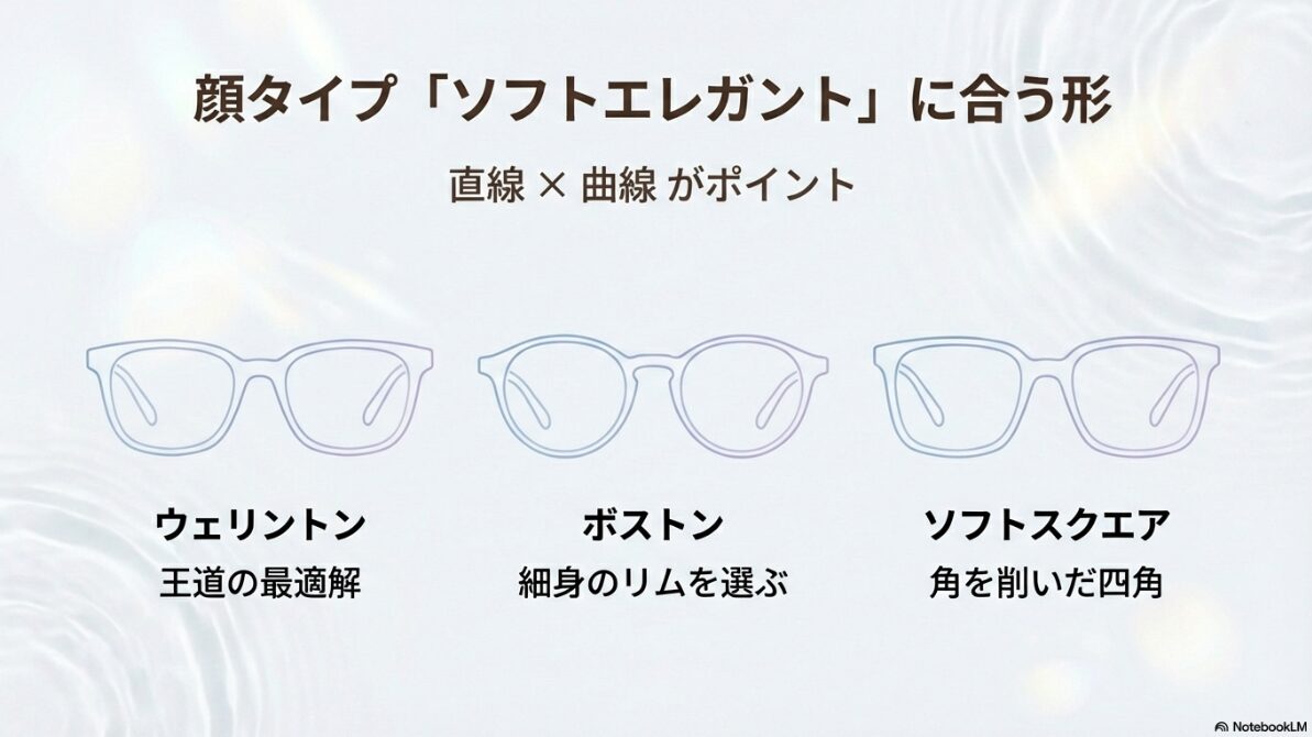 ブルベ 夏 メガネ べっ甲 顔タイプソフトエレガントに合う形状