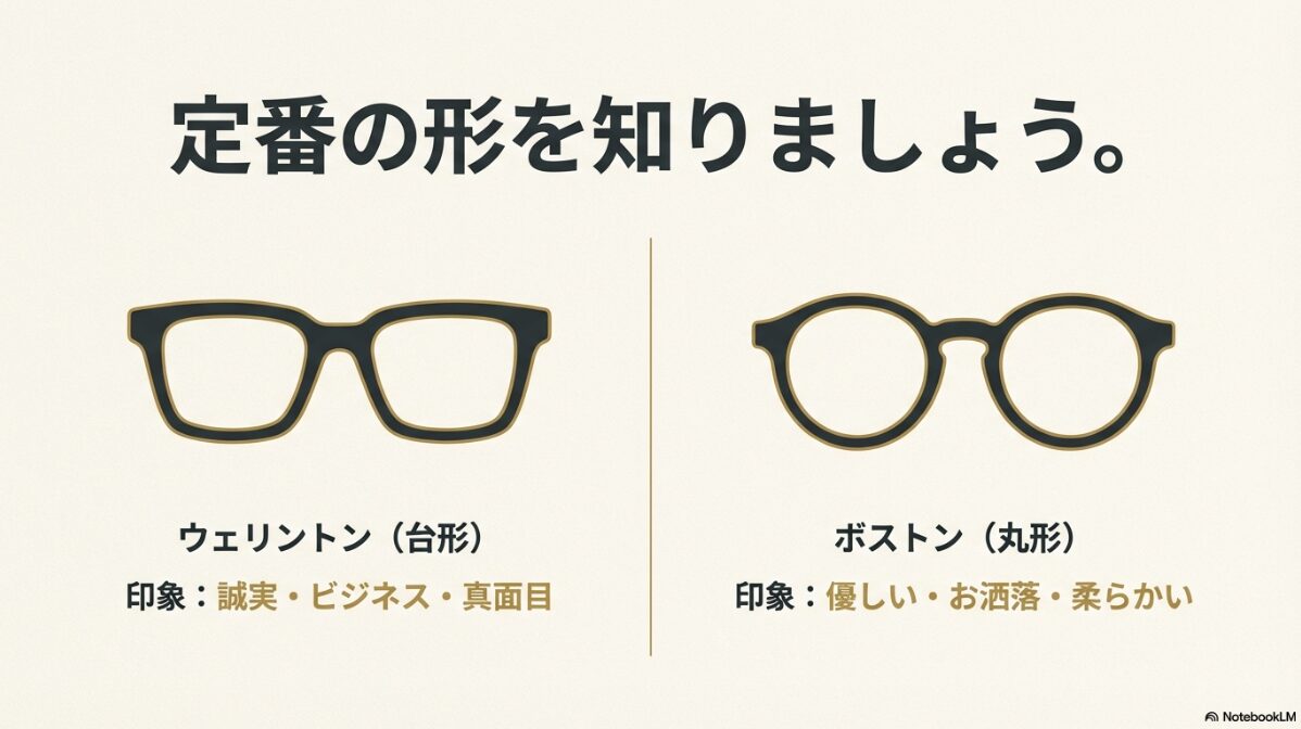 bj クラシック ダサい　ウェリントンとボストンの違いを把握