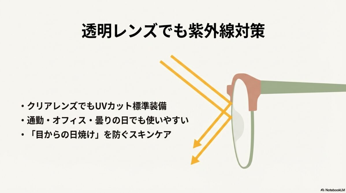 伊達メガネ セリア　クリアレンズで「伊達メガネ」としてUVケア