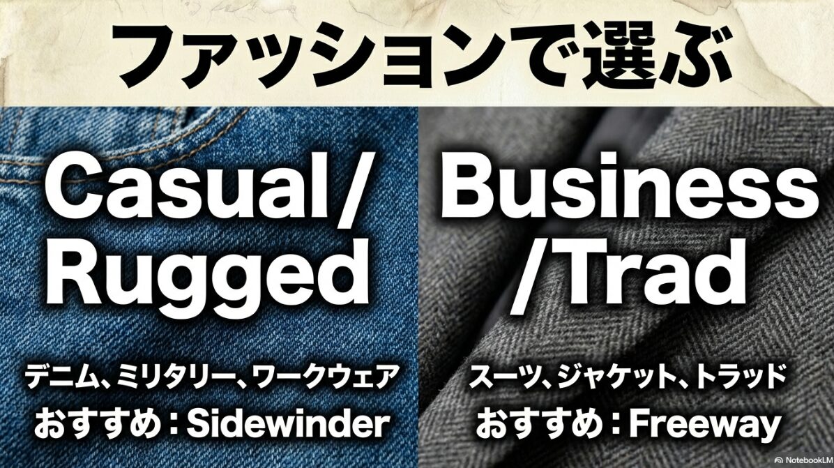 シュロン サイドワインダー フリーウェイ 違い アメカジやスーツとのコーデ術