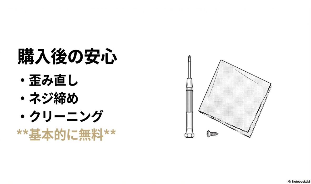 金子眼鏡 アウトレット 値段 購入後の修理とアフターケアの保証