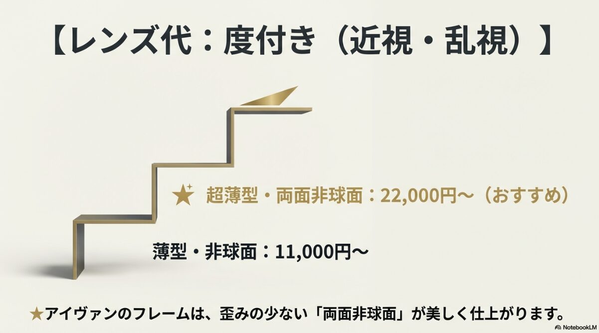アイヴァン メガネ 値段 レンズ込み 度付き単焦点レンズ(近視・乱視など)