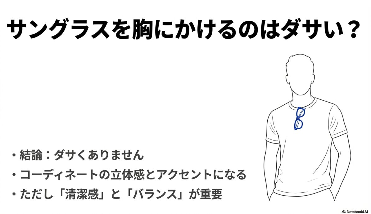 サングラス 胸にかける　サングラスを胸にかけるのはダサい？