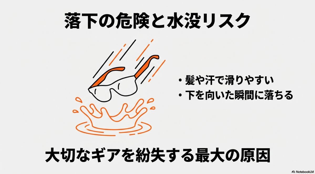 サングラス 後ろにかける　激しい動きでも絶対に落ちない工夫