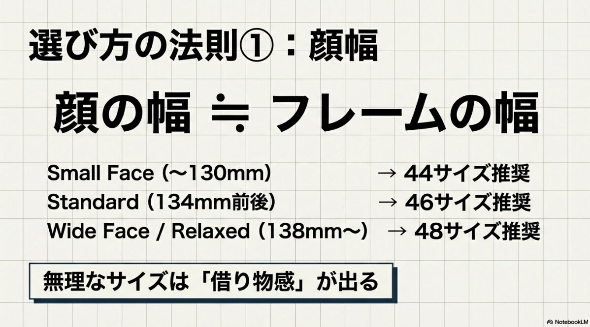 bjクラシック jazz サイズ 顔の大きさとフロント幅の比較