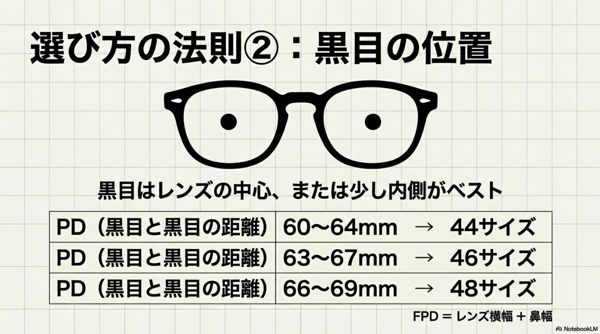 bjクラシック jazz サイズ 黒目の位置から導く正しい選び方