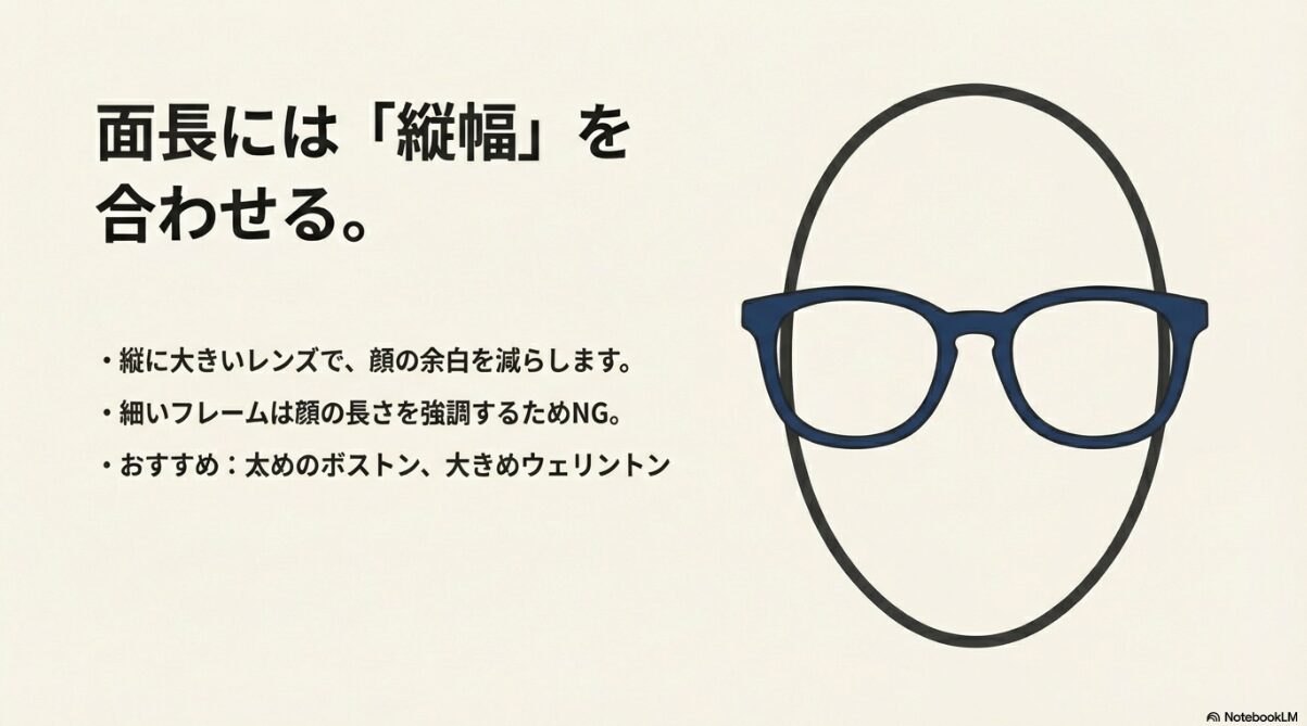 伊達メガネ ダイソー　面長はレンズ幅でバランス調整