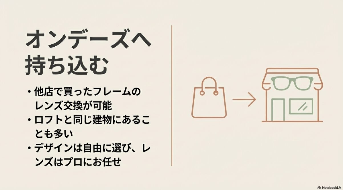 伊達メガネ ロフト　オンデーズなら他店持ち込みでレンズ交換が可能